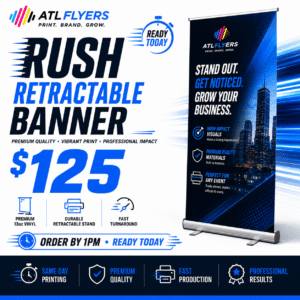 Same Day Rush Retractable Banner – 33.5x81 Full-Color | ATL FLYERS