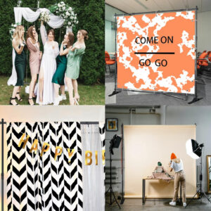 Heavy-Duty Adjustable Backdrop Banner Stand with Telescopic Tube – Step and Repeat Stand for Events, Parties, Photo Booths – Easy Setup with Carrying Bag Included