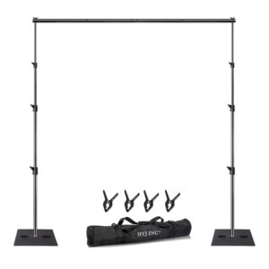Heavy-Duty Pipe and Drape Backdrop Stand Kit – Adjustable 10x10ft Photography Background Stand with Metal Base, 4 Clamps & Carrying Bag