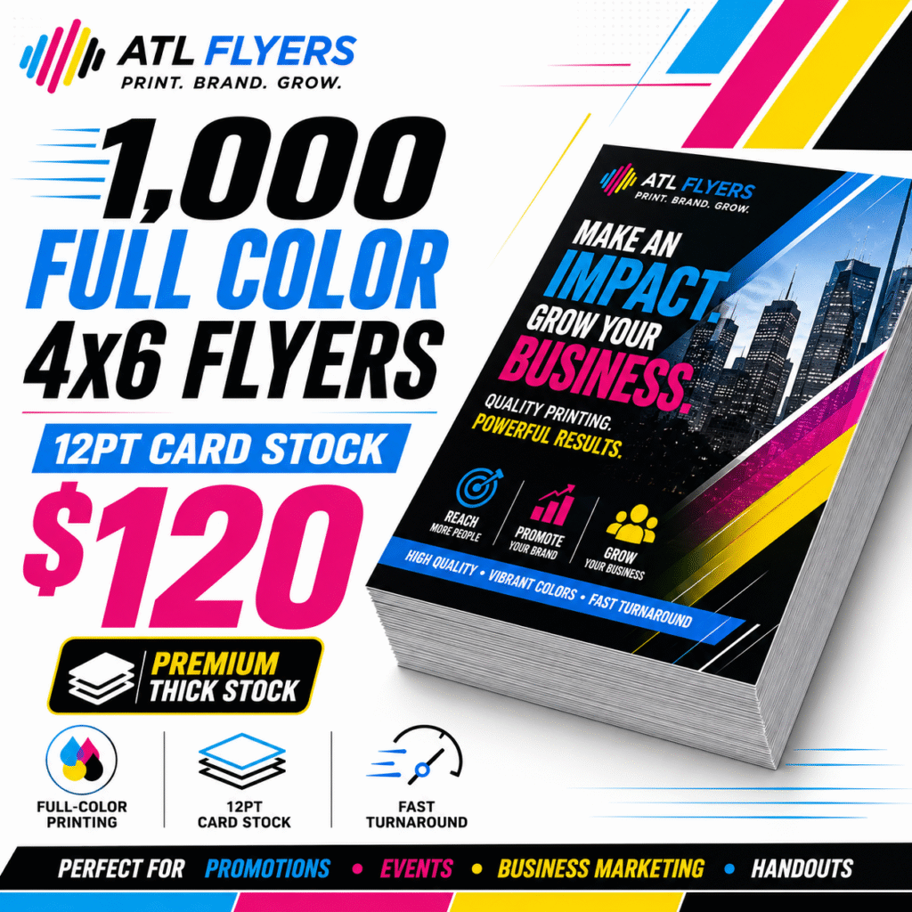 1,000 Next‑Day 4x6 Flyers – 12pt Gloss/Matte Card Stock