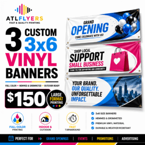 3 Custom 3x6 Vinyl Banners — $150