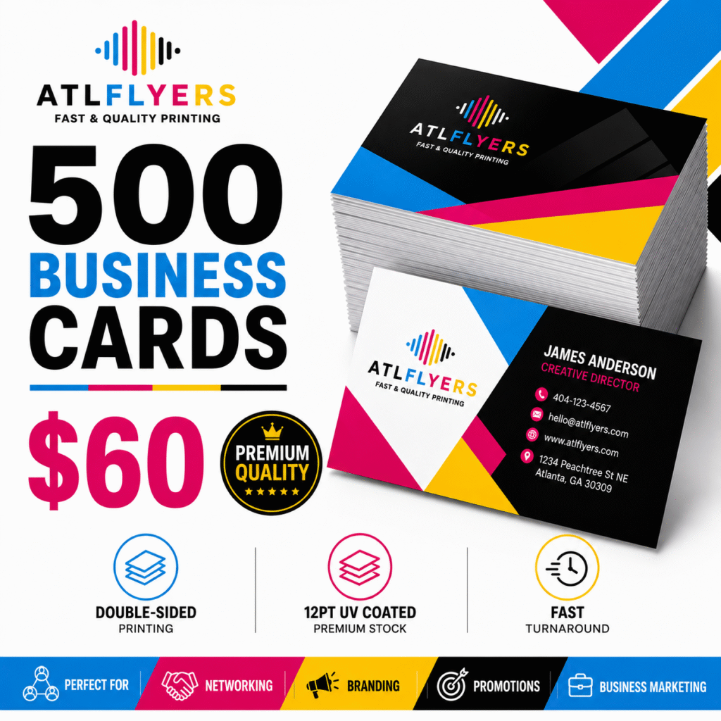500 Same‑Day Double‑Sided Business Cards – 12pt Matte/Glossy Finish