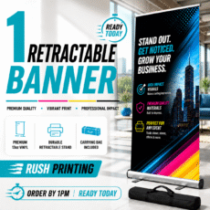 Same Day Rush Retractable Banner – 33.5x81 Full-Color | ATL FLYERS