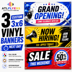 3 Custom 3x6 Vinyl Banners — $150