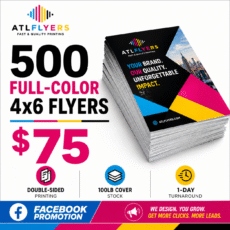 500 Double‑Sided 4×6 Flyers – Full Color on 100lb Cover, 1‑Day Turnaround