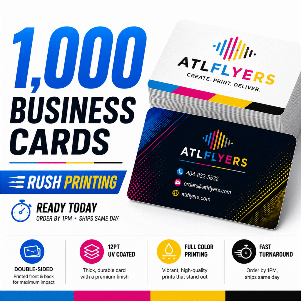 1,000 Rush Business Card Printing – Premium 12pt Stock, Ready Tonight